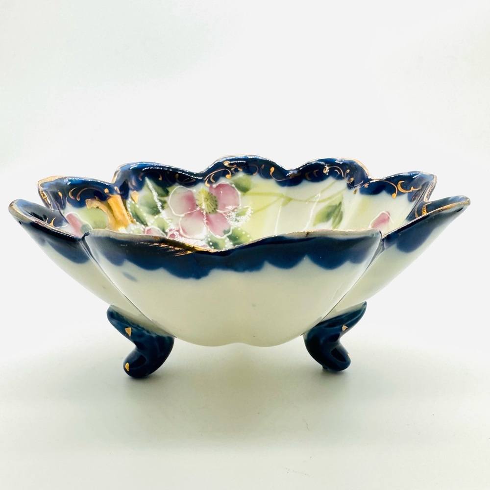 Vintage Hand Painted Gilded Bowl